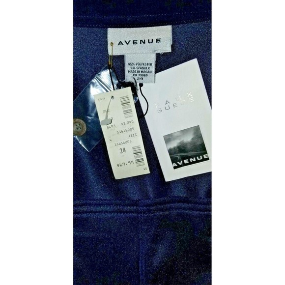 Avenue Long Sleeve Navy Blue Microsuede Button Down Dress Size 24 NWT - Picture 4 of 4